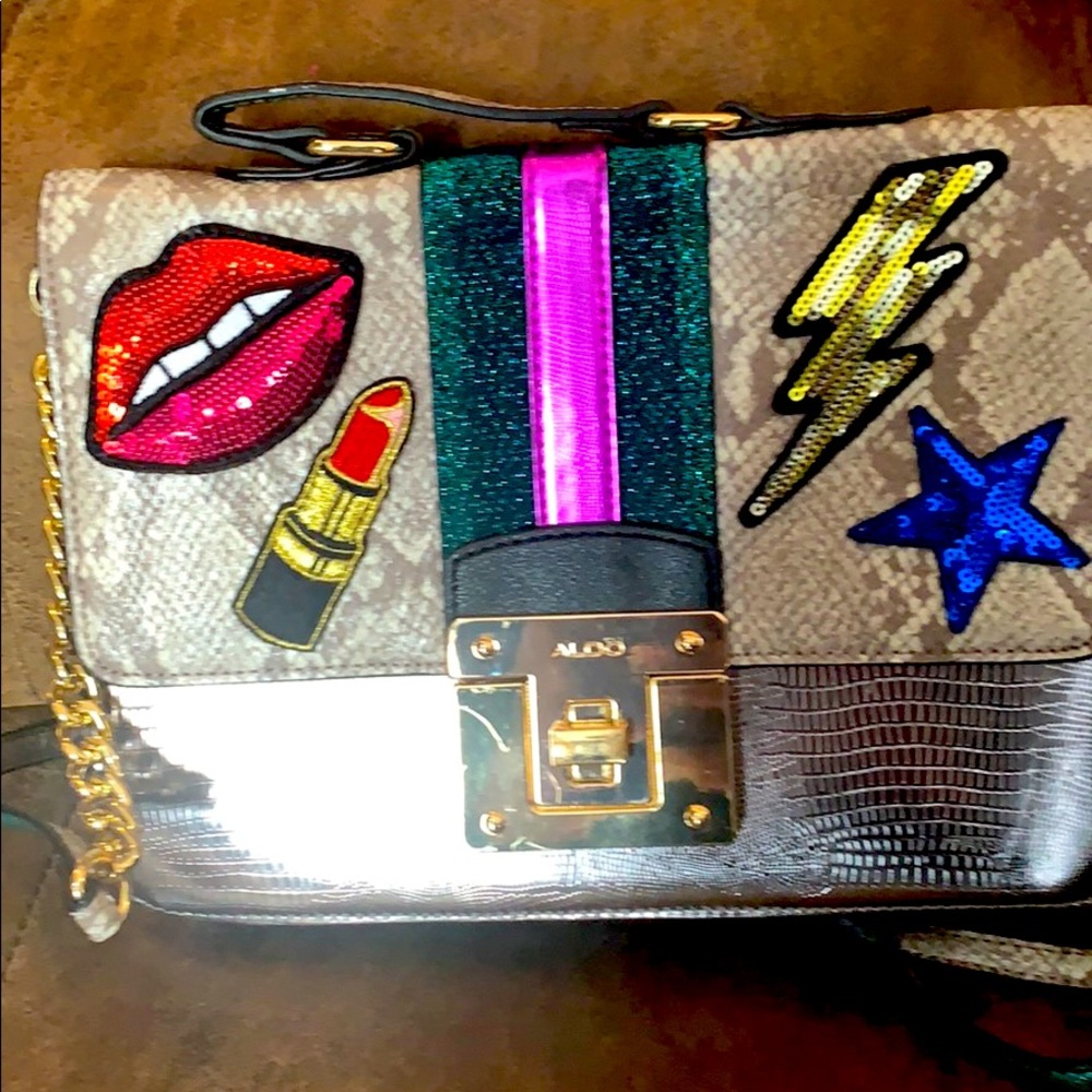 Beautiful metallic multicolor patches crossbody